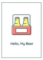 Hello my beer greeting card with color icon element vector