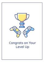 Congrats on level up greeting card with color icon element vector