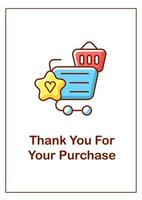 Thank you for purchase greeting card with color icon element vector