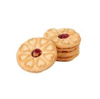 Biscuit with strawberry jam isolated on white background