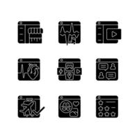 Digital platforms black glyph icons set on white space vector