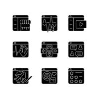 Digital platforms black glyph icons set on white space vector