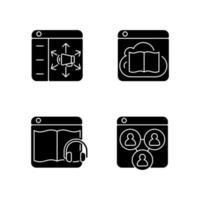 Launching online services black glyph icons set on white space vector