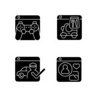 Platform business black glyph icons set on white space vector