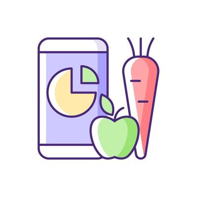 Online nutrition tracker RGB color icon.