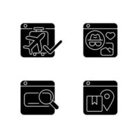 Engaging audience with content black glyph icons set on white space vector