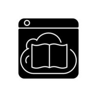 Online library black glyph icon vector