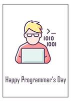 Happy programmer day greeting card with color icon element vector
