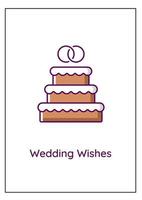 Wedding wishes greeting card with color icon element vector
