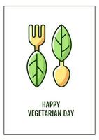 Happy vegetarian day greeting card with color icon element vector