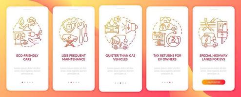 EV benefits onboarding mobile app page screen. vector