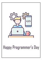 Celebrate programmers day greeting card with color icon element vector