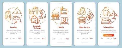 Passing night onboarding mobile app page screen with concepts vector