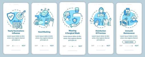 Health care onboarding mobile app page screen with concepts vector