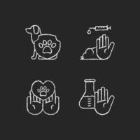 Animal testing chalk white icons set on dark background vector