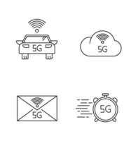 5G wireless technology pixel perfect linear icons set vector