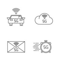 Conjunto de iconos lineales perfectos de píxeles de tecnología inalámbrica 5g vector