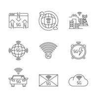 5G wireless technology pixel perfect linear icons set vector