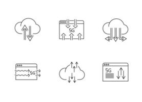 5G technology pixel perfect linear icons set vector