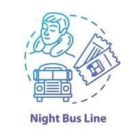 icono de concepto de línea de bus nocturno vector