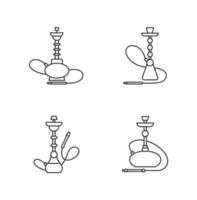 Hookah pixel perfect linear icons set vector