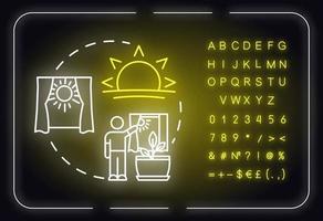 iluminación adecuada icono de concepto de luz de neón vector