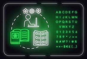 Aprender clasificación de plantas icono de concepto de luz de neón vector