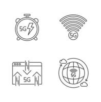 5G wireless technology pixel perfect linear icons set vector