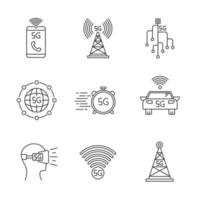 5G wireless technology pixel perfect linear icons set vector