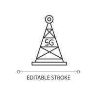 5G cell tower pixel perfect linear icon vector