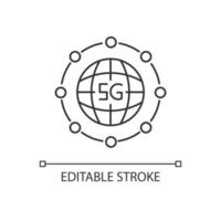 Icono lineal perfecto de píxeles estándar global 5g vector