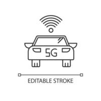 5G smart car pixel perfect linear icon vector