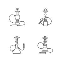 Hookah pixel perfect linear icons set vector