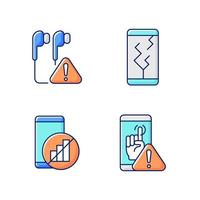 Smartphone breakdowns RGB color icons set vector