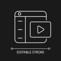 Video platforms white linear icon for dark theme vector