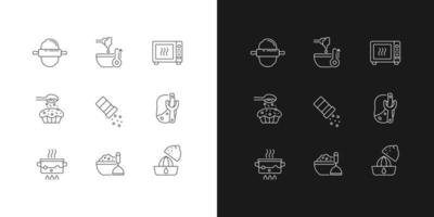 Cooking linear icons set for dark and light mode vector