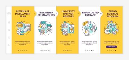 Internship programs financing options onboarding vector template