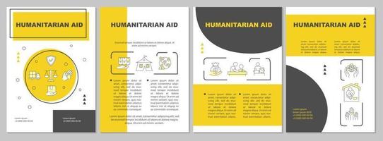 Plantilla de folleto de ayuda humanitaria y respuesta a desastres. vector
