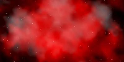 Dark Red vector background with small and big stars.
