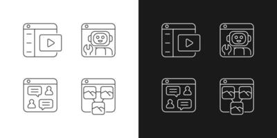 Digitization in business linear icons set for dark and light mode vector