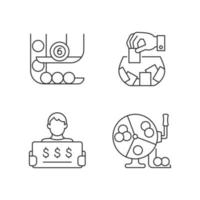 Lottery formats linear icons set vector