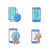 Common phone breakdowns RGB color icons set vector