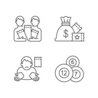 Taking part in lottery linear icons set vector
