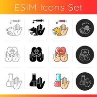 Animal testing icons set vector