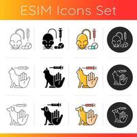 Stop animal testing icons set vector