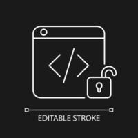 Open source code platforms white linear icon for dark theme vector
