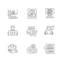 Lottery games types linear icons set vector