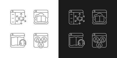 Launching online services linear icons set for dark and light mode vector