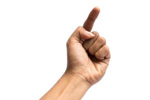 Man's hand isolated on a white background photo