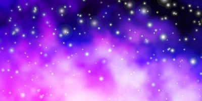 diseño vectorial de color púrpura claro con estrellas brillantes. vector